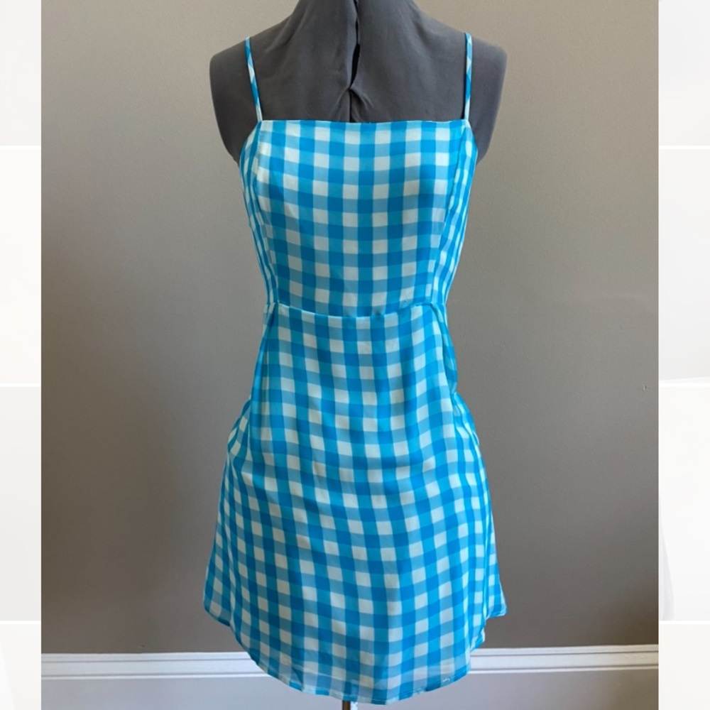 light blue gingham summer dress